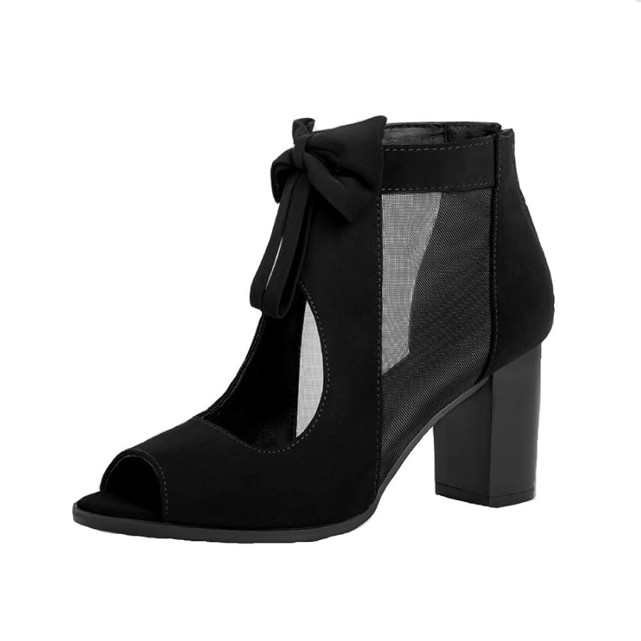 Amazon.com: lowrigri Peep Toe Chunky Block Heel Mesh Sandals